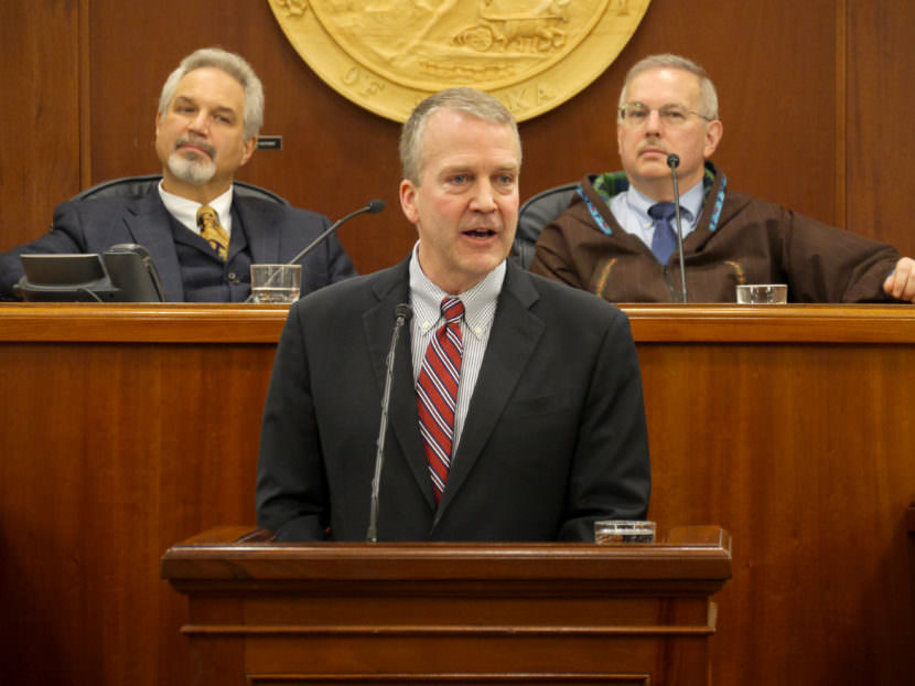 U.S. Sen. Dan Sullivan, R-Alaska, delivers his annual address Feb. 24, 2017, to the Alaska Legislature. (Photo by Skip Gray/360 North)