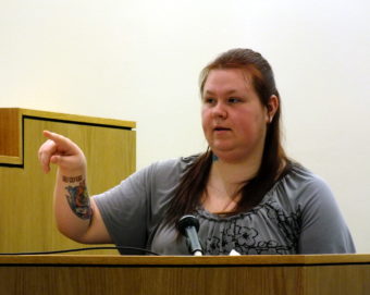 Tiffany Johnson testifies Feb. 13, 2017 during the Christopher Strawn homicide trial.
