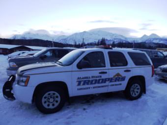 The Haines state trooper car parked outside of the courthouse. (Photo by Emily Files/KHNS)
