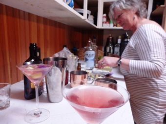 This fireweed-infused Cosmo is one of the drinks Janilyn Heger plans to include on Skagway Spirits’ cocktail menu. (Photo by Emily Files/KHNS)