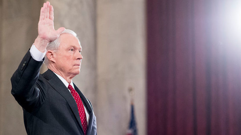 Sen. Jeff Sessions, R-Ala., is sworn in before testifying during the Senate Judiciary Committee hearing on his confirmation hearing last month to be attorney general. (Photo by Bill Clark/CQ-Roll Call Inc.)