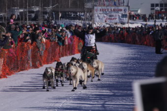 Teams began the journey to Nome from the re-start at Willow Lake in Iditarod 44. (Photo by Ben Matheson/Alaska Public Media)
