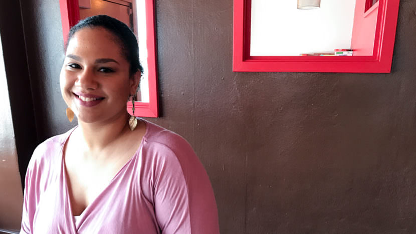Annica Trotter, 31, works overnights as a registered nurse. She found President Trump's flurry of executive orders to be unnerving and would like him to demonstrate humility in his address to Congress. (Photo by Tamara Keith/NPR)