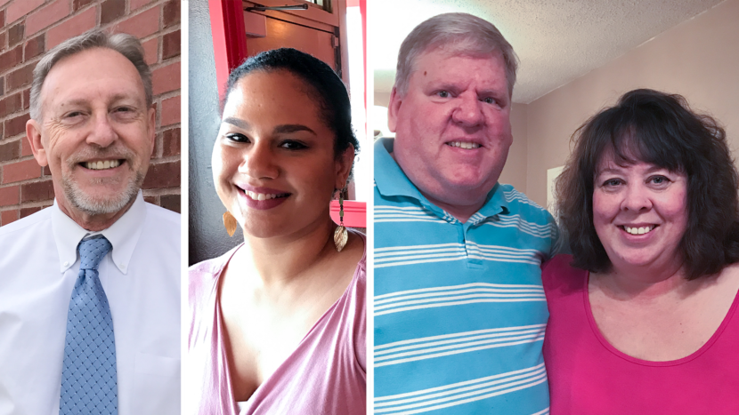 Brian and Jennifer Barfield met while searching for work. They voted for President Trump, though don't entirely agree on how well his first month in office has gone. (Photo by Tamara Keith/NPR)