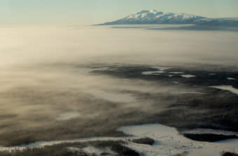 An aerial view near the Alaska Range.