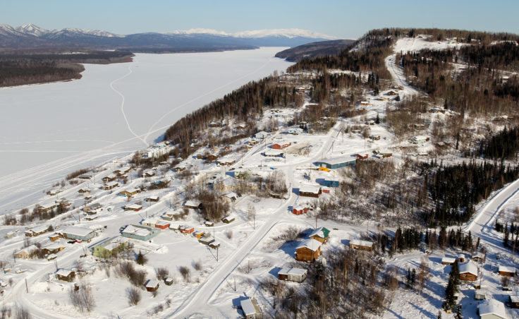 Ruby, on the south bank of the Yukon River, seen before mushers started arriving Wednesday during the Iditarod. (Photo by Zachariah Hughes/Alaska Public Media)