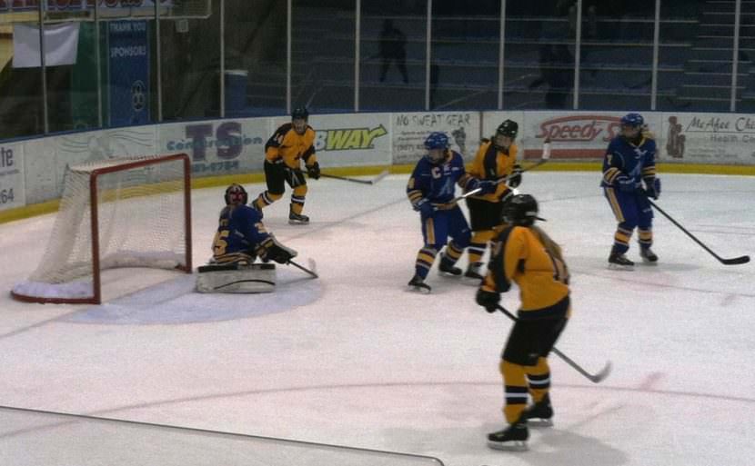 A hockey team plays a game at the Big Dipper Ice Arena. (Photo by Tim Ellis/KUAC)