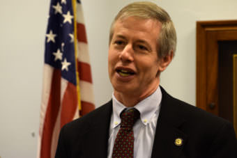 Rep. Matt Claman, D-Anchorage, talks to reporters during a press availability in the state Capitol in Juneau on Jan. 27, 2015. (Photo by Skip Gray/360 North)