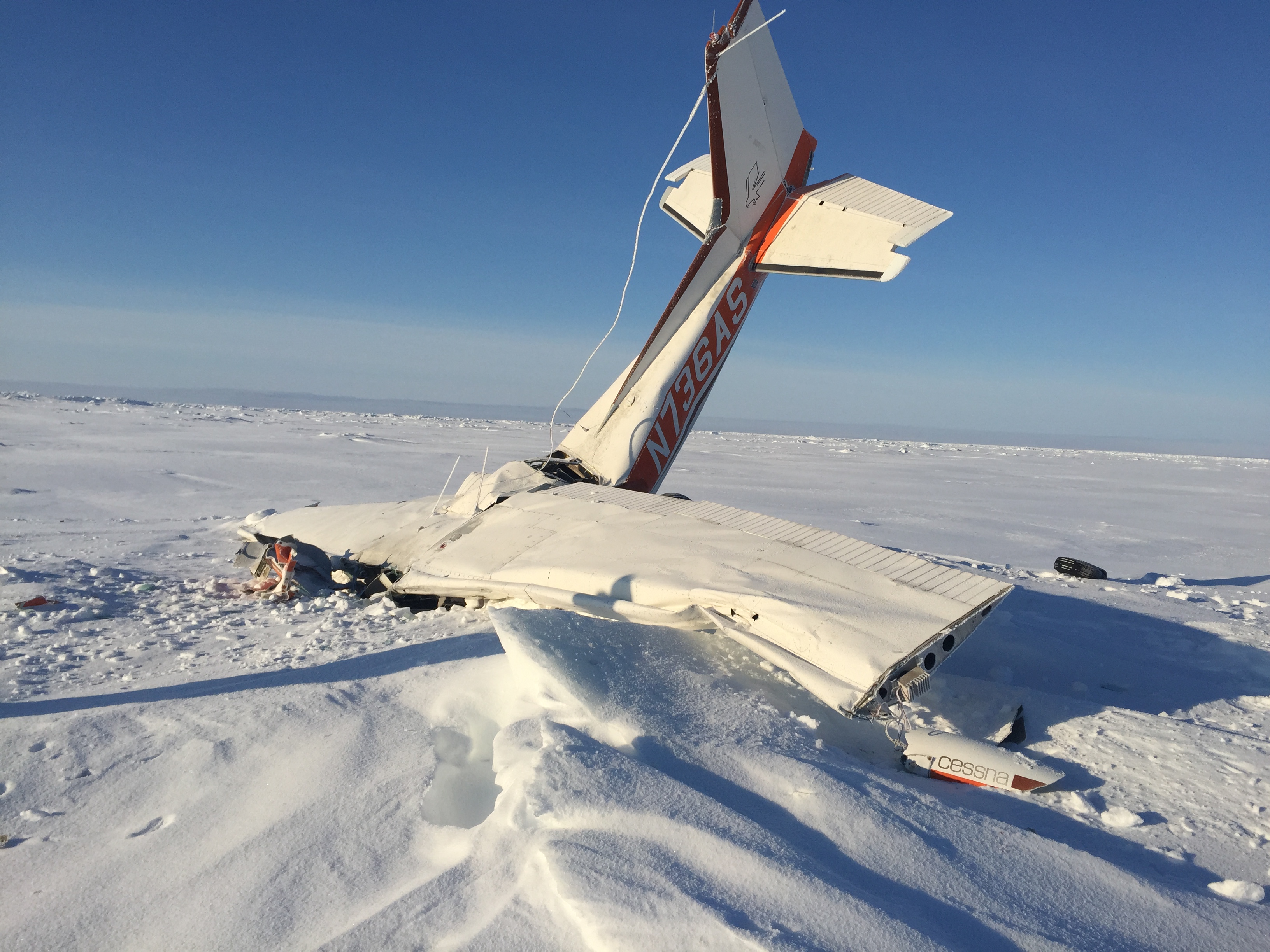 Thomas Grainger’s plane, a single-engine, single-passenger Cessna 172, could not land in Nome because of weather and went down after 10:30 p.m. Sunday, March 5, 2017. (Photo courtesy Alaska State Troopers)