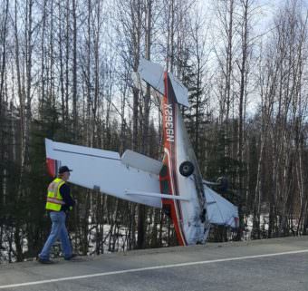 A Cessna 182E Skylane that crashed Saturday afternoon near Mile 90 of the Parks Highway. (Photo courtesy Katie Dietrich)