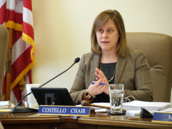 Sen. Mia Costello (R-Anchorage) during a Senate Labor & Commerce Committee meeting on March 14, 2017. (Photo by Skip Gray/360 North)