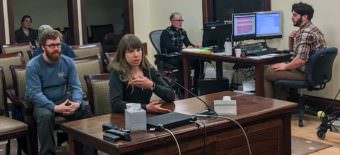 Juneau resident Julie Nielsen testified in favor of House Bill 115. Most of the more than 100 Alaskans who testified supported the bill, April 25, 2017. (Photo by Andrew Kitchenman/KTOO and Alaska Public Media)