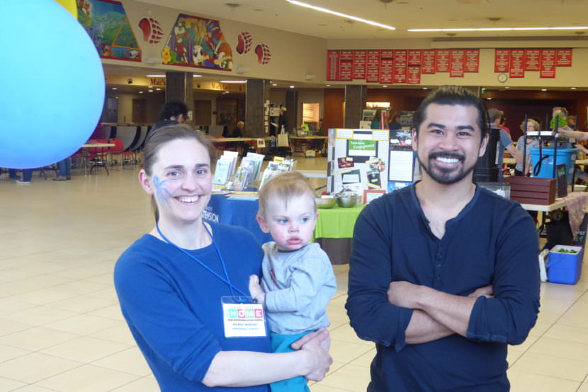 Danielle Redmond, left, is the coordinator for Renewable Juneau. David Abad, right, is one of the organization's volunteers.