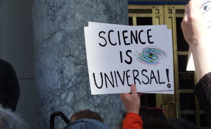 An organizer estimated hundreds participated in Juneau's March for Science on Saturday, April 22, 2017. (Photo courtesy Tasha Elizarde)