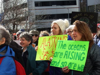 An organizer estimated hundreds participated in Juneau's March for Science on Saturday, April 22, 2017. (Photo courtesy Tasha Elizarde)