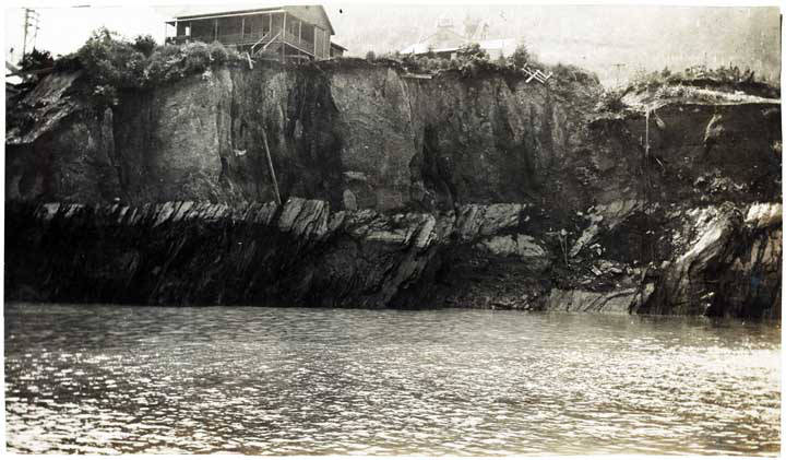 Water flooded three of the mines as can be seen in this historic photograph dating from 1917 in the aftermath of the cave in.