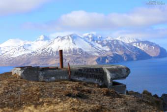 Dmitri Dane of Unalaska photographed the graffitied bunker in March. U.S. Coast Guard officials say they can't confirm whether crew members of the cutter Morgenthau are responsible. (Photo courtesy Dmitri Dane/Aleutian Islands Photography)