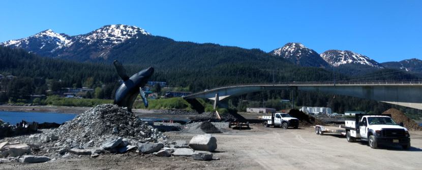 Work continues on the Juneau's Whale Park on May 16, 2017. (Photo by Jacob Resneck/KTOO)