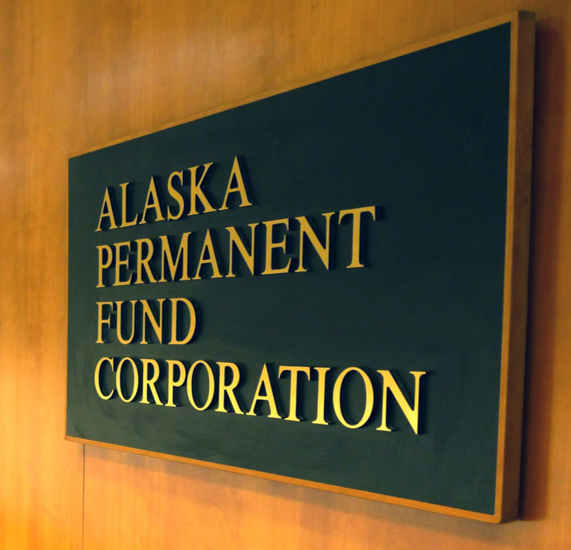 Alaska Permanent Fund Corporation sign, March 14, 2016.