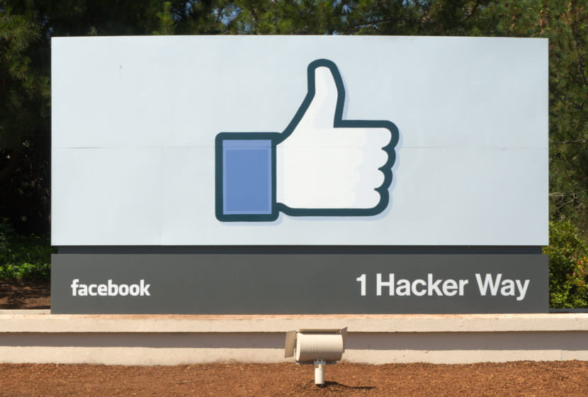 This sign marks the entrance to Facebook's headquarters in Menlo Park, California.