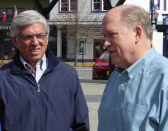 Lt. Governor Byron Mallott, right, and Governor Bill Walker after the Blessing of the Fleet ceremony on Saturday.