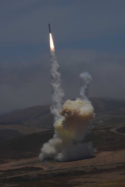 A ground-based interceptor launches from Vandenberg Air Force Base in California on Tuesday, May 30, 2017, and successfully destroys an intercontinental ballistic missile target in a direct collision. The U.S. Missile Defense Agency conducted the Ground-based Midcourse Defense test of the nation's ballistic missile defense system in cooperation with the U.S. Air Force 30th Space Wing, the Joint Functional Component Command for Integrated Missile Defense and U.S. Northern Command.
