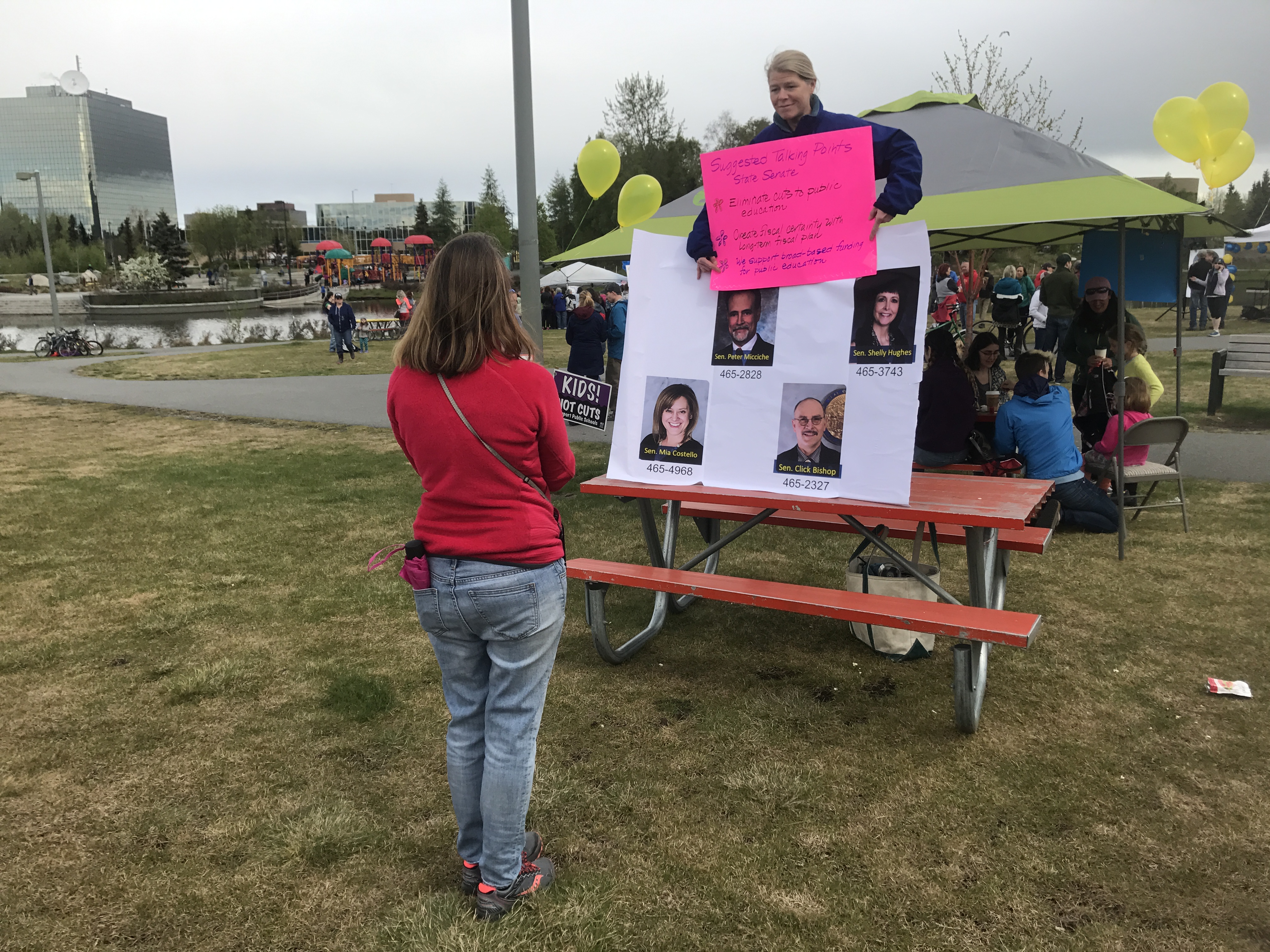 Alaskans call lawmakers’ offices, pushing for support for education funding on Saturday, May 20, 2017. (Photo by Josh Edge/Alaska Public Media)