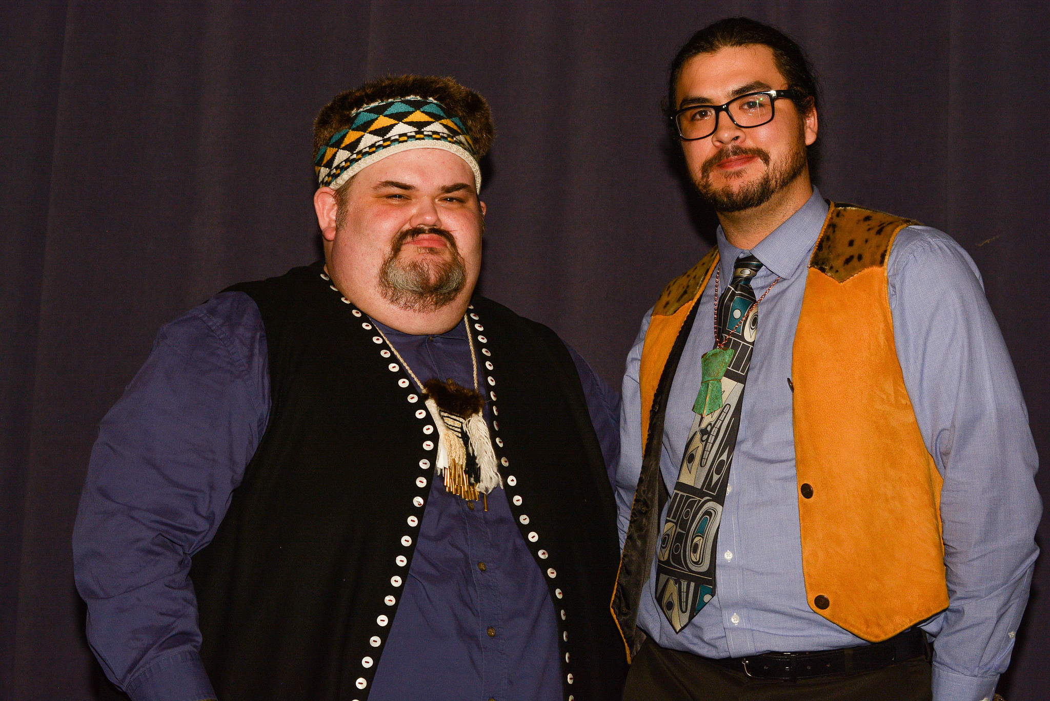 Central Council of the Tlingit and Haida Tribes of Alaska President Richard Peterson poses for a photo with James Hart at the recent tribal assembly. (Photo courtesy Central Council Tlingit & Haida)