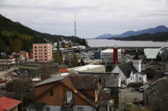 Ketchikan sits on an island at the southernmost end of southeast Alaska, a prime spot for cruise ships navigating Alaska's Inside Passage. (Photo by Elissa Nadworny/NPR)