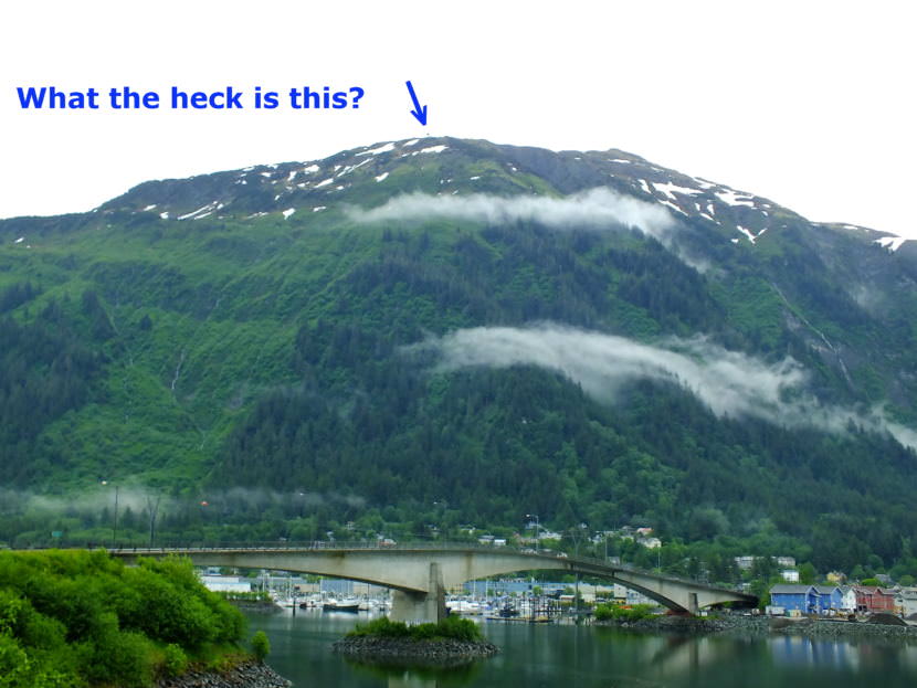 The AT&T Alascom microwave reflector is located at an elevation of 3012 feet on Mt. Juneau.
