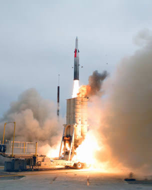An Arrow anti-ballistic missile launches from California in 2004 test. (Photo by U.S. Navy)