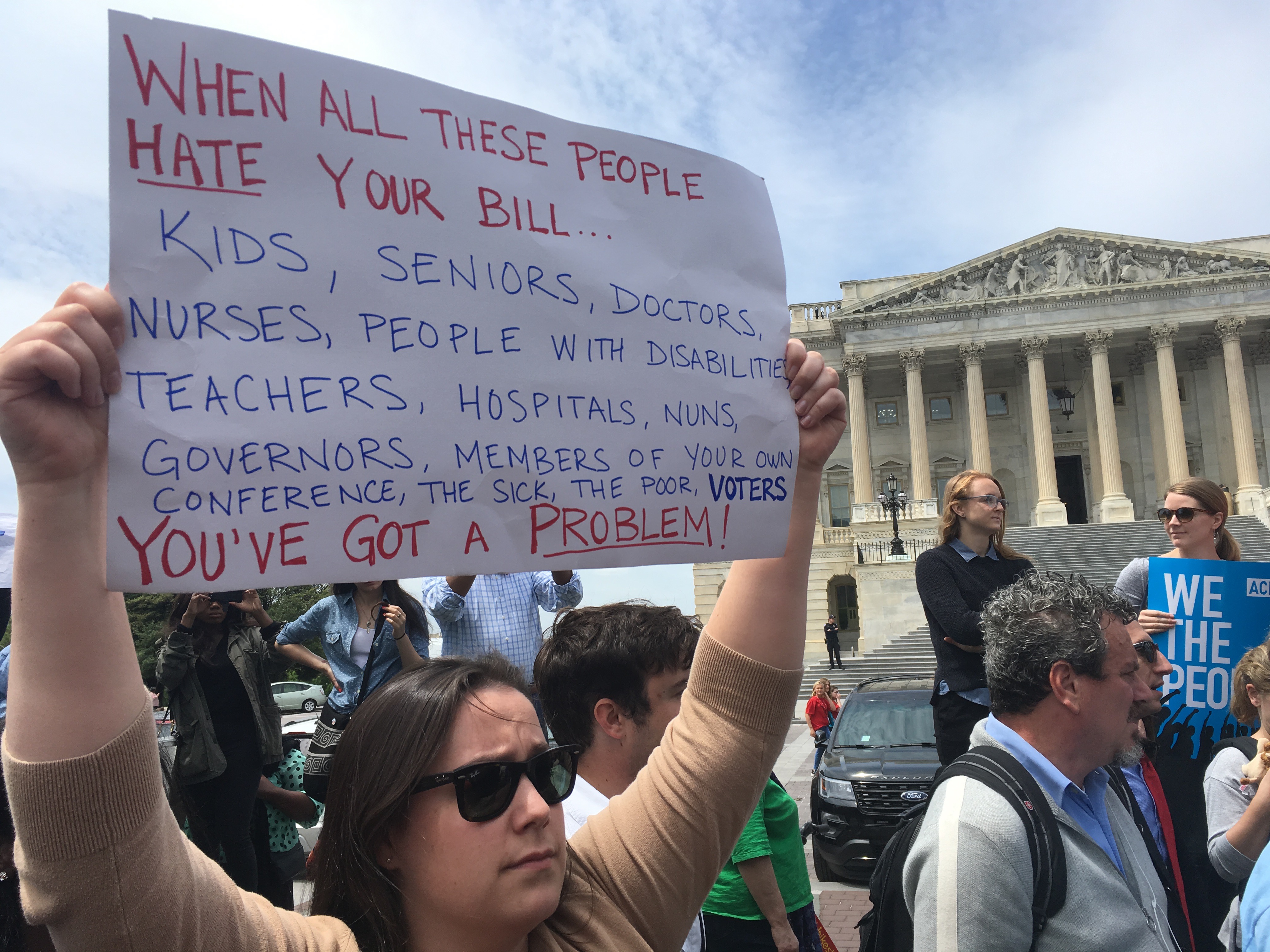 Protesters at the U.S. Capitol in May. (Photo by Liz Ruskin/Alaska Public Media)