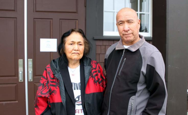 David and Eloise Kanosh return to the meeting after a three-hour recess to count votes. “I used to support the board. I used to support Ken Cameron. The way they’re treating everyone now, things have got to change,” David said. (Photo by Emily Kwong/KCAW)