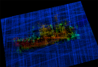NOAA Ship Fairweather captured this sonar image of the F/V Destination, where it rests on the sea floor near St. George Island. (Image courtesy National Oceanic and Atmospheric Administration)