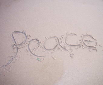 Peace written in sand.