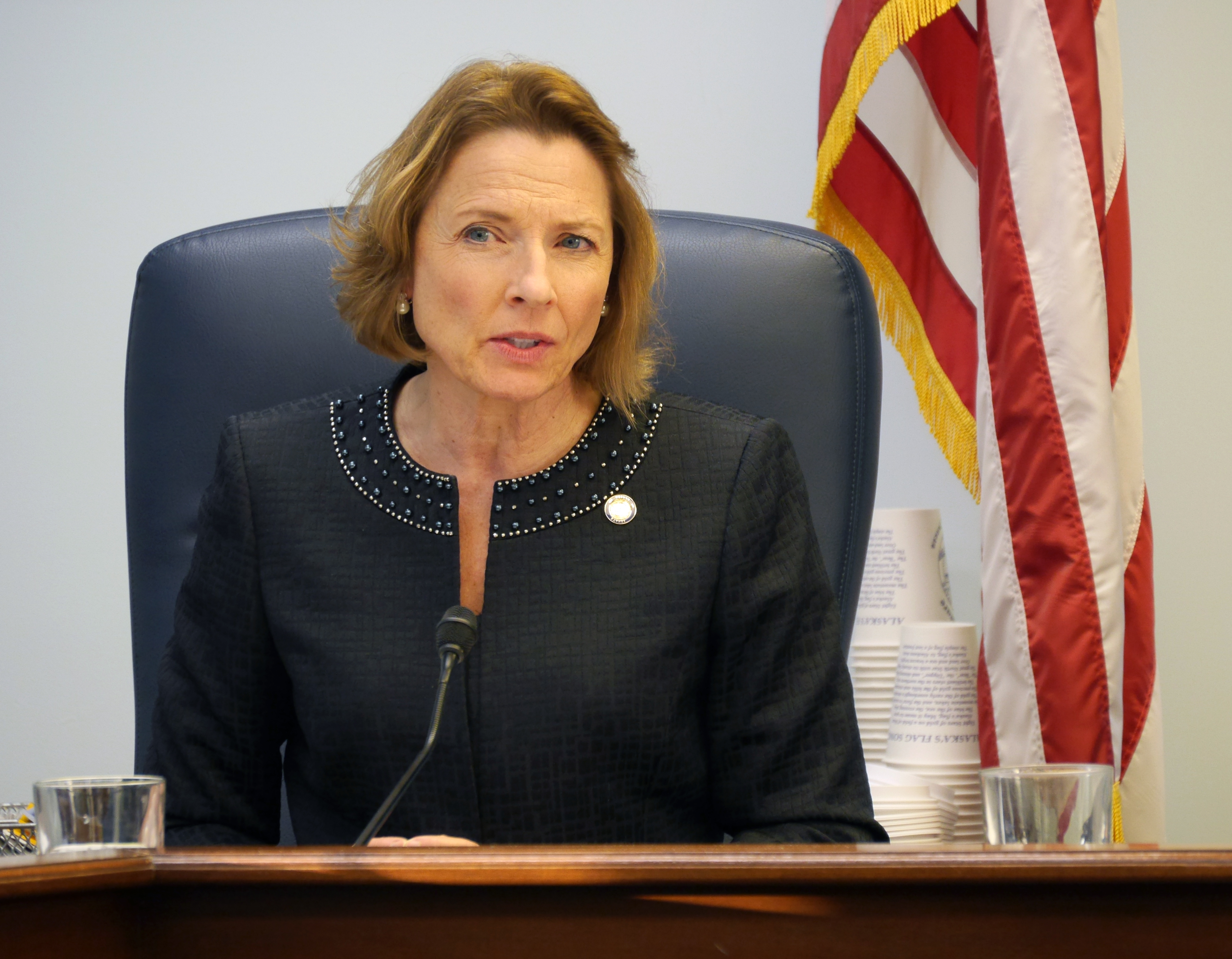 Sen. Cathy Giessel, R-Anchorage, at a Senate Majority press availability on Jan. 30, 2017. (Photo by Skip Gray/360 North)