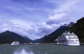 Cruise ships dock in Skagway’s port. (Photo by Emily Files/KHNS)