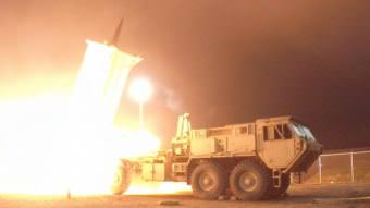 A terminal high altitude area defense, or THAAD, interceptor is launched from the Pacific Spaceport Complex Alaska in Kodiak, Alaska, during Flight Experiment THAAD (FET)-01 on July 30, 2017. (Photo by Leah Garton/Missile Defense Agency)