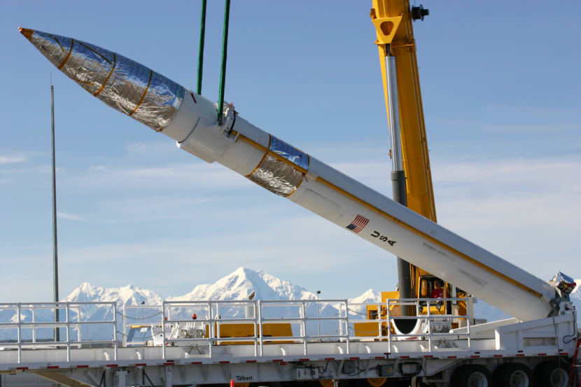 A ground-based missile interceptor is lowered into its silo at Fort Greely, Alaska, in 2007. (Photo courtesy U.S. Army)