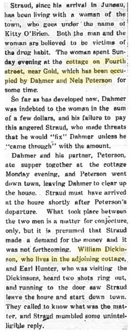 Excerpt of Jan. 23, 1909 article in Alaska Weekly Transcript.