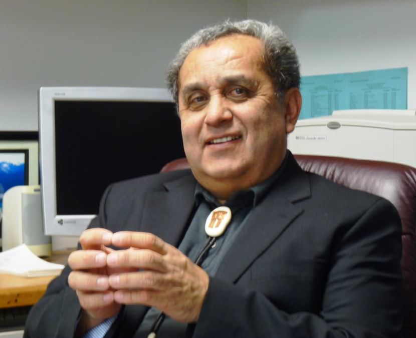 Albert Kookesh discusses regional issues in his legislative office in 2012, when he was a state senator. (Photo by Ed Schoenfeld/Coastalaska)