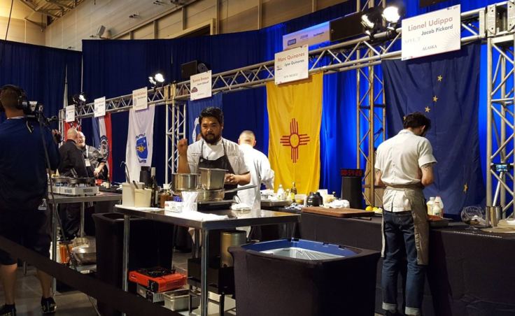 Chef Lionel Uddipa represents the Juneau restaurant Salt at the 14th annual Great American Seafood Cook-Off in New Orleans on Saturday, Aug. 5, 2017. Uddipa won the conest.