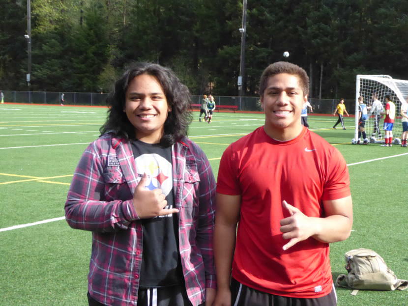 Lance Fenumiai and Navy Nauer during track practice on May 18, 2017.