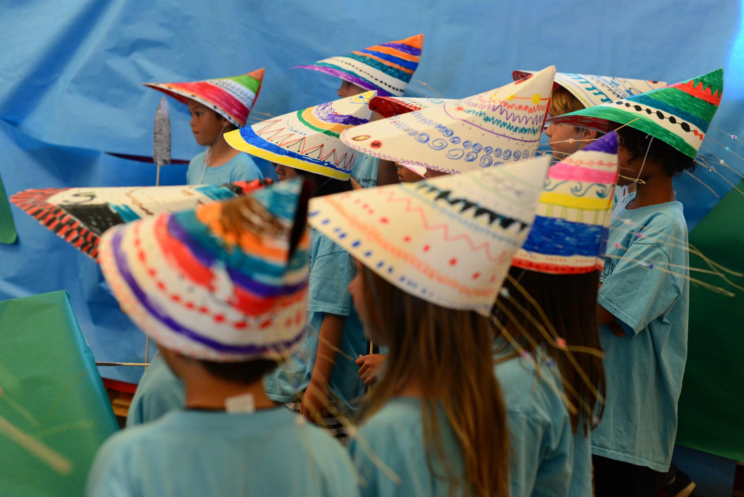 Campers decorated their own bentwood hats based on traditional Unangan designs. (Photo by Berett Wilber/KUCB)