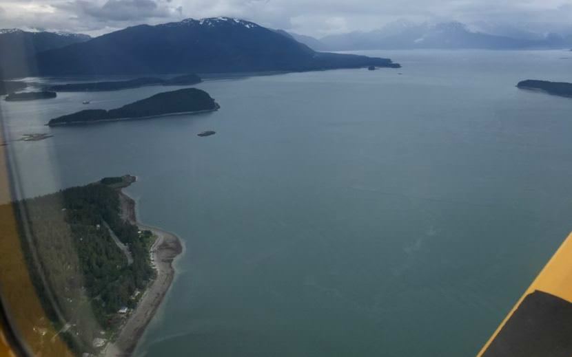 An Alaska Seaplanes aircraft makes its way to Juneau in June 2017.