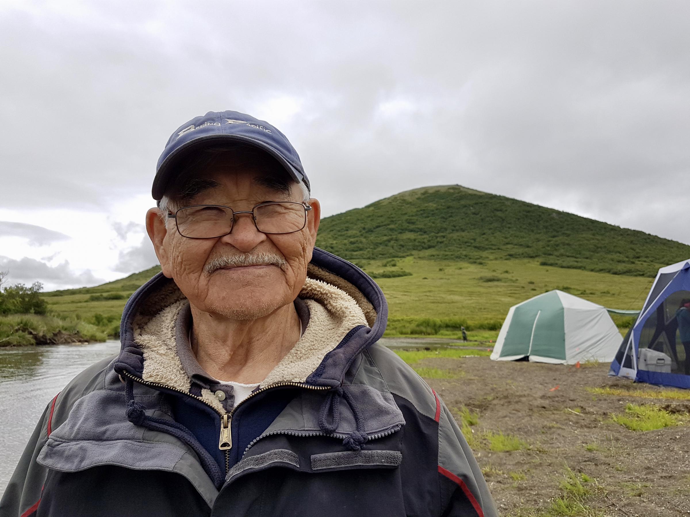 James Charles is camp elder and in-season manager with the Kuskokwim River Intertribal Fish Commission. (Photo by Christine Trudeau/KYUK)