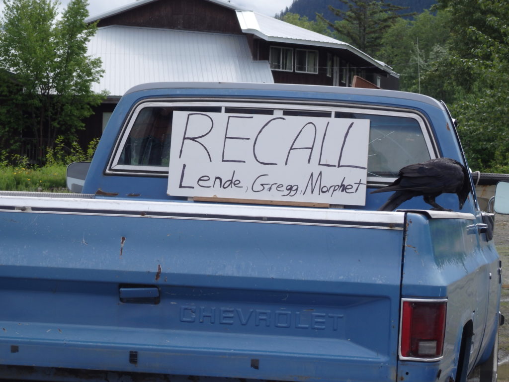 A sign supporting the Haines recall campaign. (Photo by Abbey Collins/KHNS)
