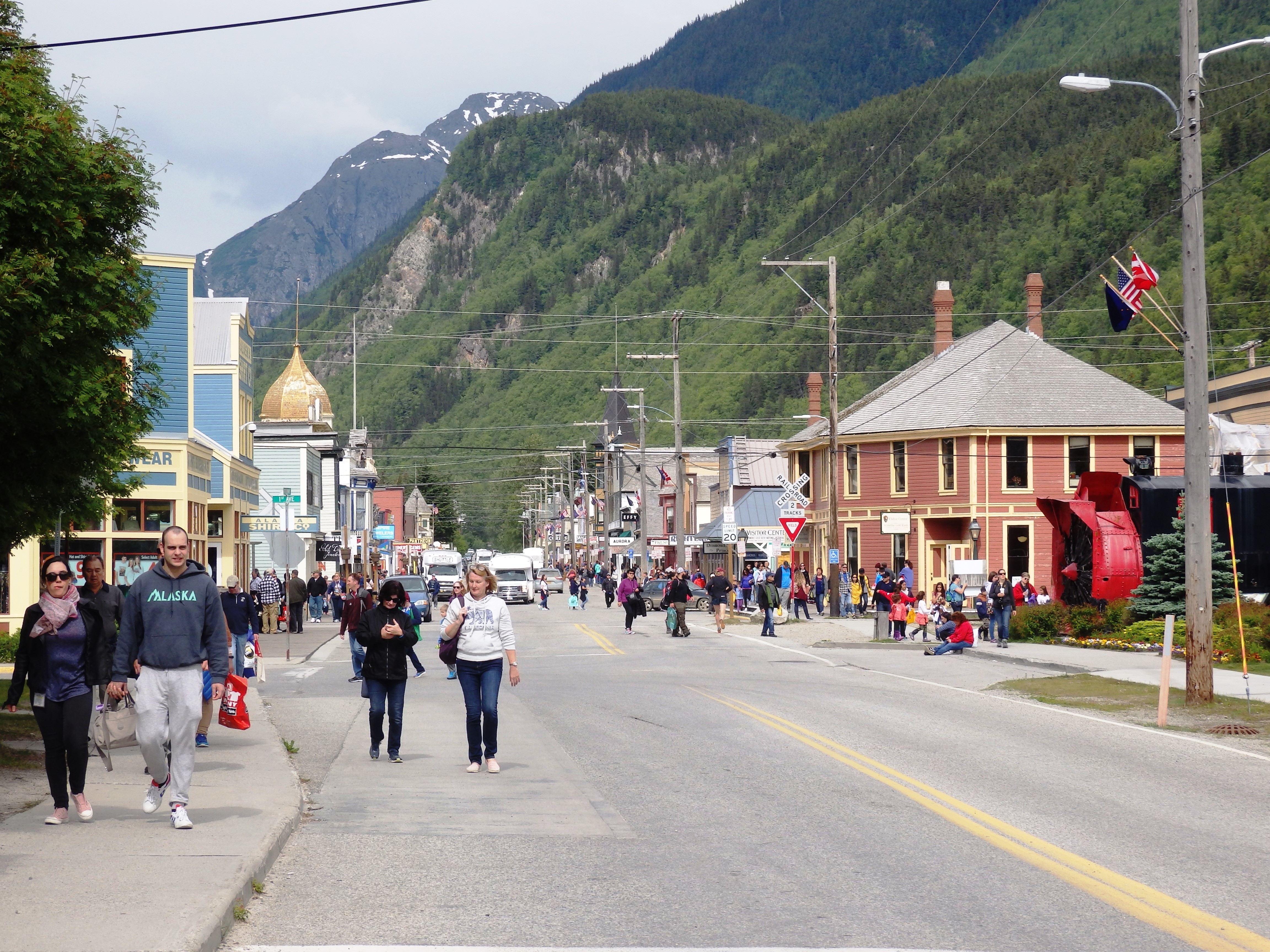 Skagway’s Broadway Street on a summer day. (Photo by Emily Files/KHNS)