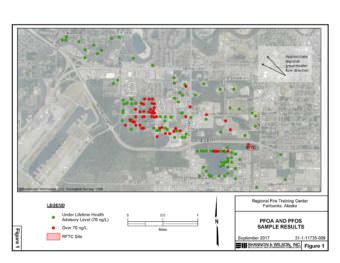 Fairbanks City Engineer Jackson Fox says the city has tested more than 160 wells around the city-operated Regional Fire Training Center, and in areas downgradient from the RFTC, for the presence of perflourinated compounds. Many have shown levels of PFCs that exceed the federal Environmental Protection Agency’s Lifetime Health Advisory level, which can harm human health. (Graphic by Alaska Department of Environmental Conservation)