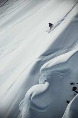 A skier competes in a Freeride event in Haines. (Photo courtesy Freeride World Tour)